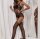 Obsidian Lattice Bodystocking – Schwarzer Netz-Catsuit mit floralen Mustern & ouvert Schritt, XS-L