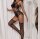 Obsidian Lattice Bodystocking – Schwarzer Netz-Catsuit mit floralen Mustern & ouvert Schritt, XS-L