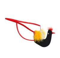 Mens Black Rooster G-String – Lustiger Herren-String mit Huhn-Design, elastisch, S bis L