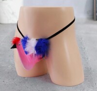 Exotic Bird Men´s String – Lustiger Feder-Look, S-L, elastisch
