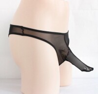 Black Mesh Men’s Tanga – Herren Tanga mit Penishülle, XS-S, elastisch