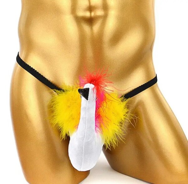 Funny Rooster Mens Thong – Lustiger Herren-String mit Hahn-Design, elastisch, farbenfroh, Einheitsgröße S-L