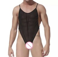 Minimalist Men’s Mesh Catsuit – Verführerische Offenheit, dehnbar, XS-S