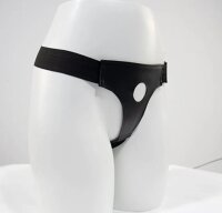 Black Command Harness – Verstellbares Strap-On Harness aus Kunstleder, XS–S, 38mm Öffnung