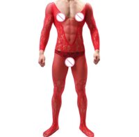 Red Inferno Mens Bodystocking – Langarm-Catsuit,...