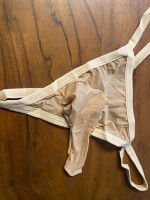 Mens Nude Sheer String – Herren-String mit Penishülle, elastisch, Beige