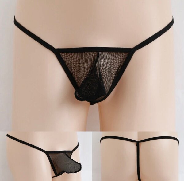 Mens Transparent Mesh G-String – Durchsichtiger Herren-String, elastisch, XS bis L