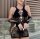 Mystic Seduction Black Dress – Verführerisches Langarm-Dessous mit Handschuhen, XS-M, elastisch