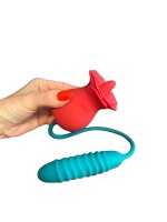 Dual Delight Rose und Liebesei - Klitorale Vibrationsrose mit stoßendem Liebesei, doppelte Stimulation