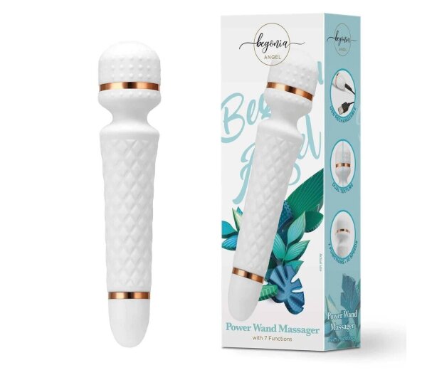 Begonia Angel Power Wand Massager – Leistungsstarker Massagestab in Weiß mit 10 Geschwindigkeiten, Wasserfest