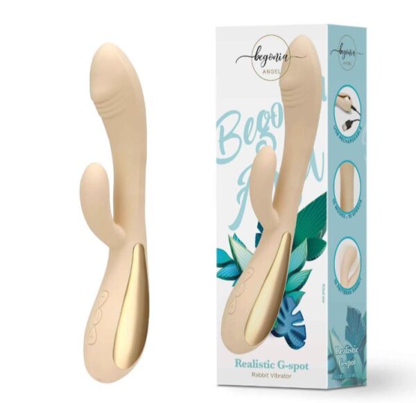 Begonia Angel Realistic G-Spot Rabbit Vibrator – Skin-Friendly Silicone & 10 Intense Vibration Modes