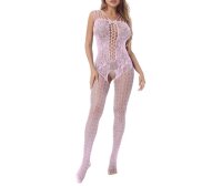 Blush Temptation Bodystocking – Light Pink Mesh...