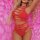 Scarlet Rift Cut-Out Fishnet Two-Piece – Red fishnet two piece set with bold cut outs | XS–M (EU 34–38)