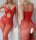 Scarlet Ribbon Keyhole Lace Open Crotch Bodystocking – roter Spitzen Catsuit mit Satinschleife, XS–L (34–40)
