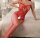 Scarlet Ribbon Keyhole Lace Open Crotch Bodystocking – roter Spitzen Catsuit mit Satinschleife, XS–L (34–40)