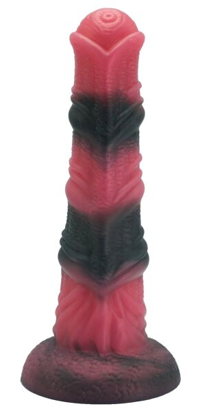 Infernal Fang Dildo – Dämonischer Segmentkörper, 22,5 cm, strukturierte Ringe & Lava-Farbspiel