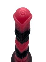 Infernal Fang Dildo – Dämonischer Segmentkörper, 22,5 cm, strukturierte Ringe & Lava-Farbspiel