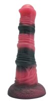 Infernal Fang Dildo – Dämonischer Segmentkörper, 22,5 cm, strukturierte Ringe & Lava-Farbspiel