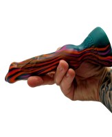 Lupus Throne Dildo – Der Wolf der Nacht, 19 cm, Mehrfarbige Struktur, Intensiver Farbverlauf