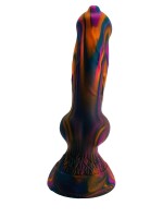 Lupus Throne Dildo – Der Wolf der Nacht, 19 cm, Mehrfarbige Struktur, Intensiver Farbverlauf