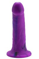 Nova Pulse Dildo – Galaktisch gebogener Liebesschacht, 18 cm, violett mit Glitzer & Saugnapf