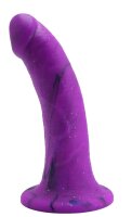 Nova Pulse Dildo – Galaktisch gebogener Liebesschacht, 18 cm, violett mit Glitzer & Saugnapf