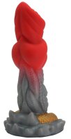 Inferno Fang Dildo – Drachenstruktur mit Schuppenrelief, 20 cm, feuerrot-gold