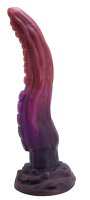Crimson Grasp Dildo – Spiral tentacle with suction cups, 26.5 cm, red-violet fantasy