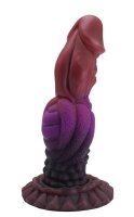 Obsidian Fang Dildo – Reptilienstruktur mit Schuppenrelief, 21 cm, bordeaux-violetter Farbverlauf