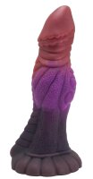 Oblivion Crest Dildo – Organischer Alien-Schaft in Rot-Violett, 22 cm, strukturierte Oberfläche & fantasievolles Sockeldesign
