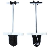 Charming Gentleman Mens Tuxedo Thong – Schwarz-Weiß Dessous, XS-L, mit Fliege
