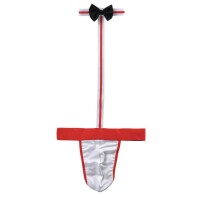 Gentlemans Red Charm Thong – Elegantes Rot-Weiß Herren-Dessous mit Fliege, XS-L