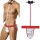 Gentlemans Red Charm Thong – Elegantes Rot-Weiß Herren-Dessous mit Fliege, XS-L