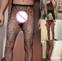 Leopard Mesh Allure Men’s Pantyhose – Men’s leopard mesh tights with closed crotch (not open)
