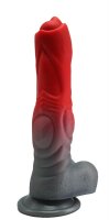 Crimson Bulge Dildo – Glowing Red Fantasy Shaft with Balls Base, 21.5 cm, Realistic Shape & Solid Grip