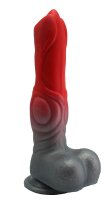 Crimson Bulge Dildo – Glowing Red Fantasy Shaft with Balls Base, 21.5 cm, Realistic Shape & Solid Grip