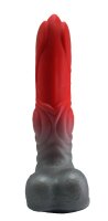 Crimson Bulge Dildo – Glowing Red Fantasy Shaft with Balls Base, 21.5 cm, Realistic Shape & Solid Grip