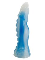 Frostspire Dildo – Ice Blue and White Fantasy Shaft with Textured Surface, 22 cm, Powerful Filling Sensation & Wide Base