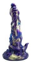 Cosmic Tendrils Dildo – Tentakel-inspirierter Alien-Dildo in Violett-Gold mit 21 cm Strukturpower
