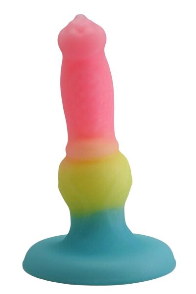Solar Pop Dildo – Realistic Silicone Shaft in Pink-Yellow-Blue, 17 cm, with Suction Base & Rainbow Gradient