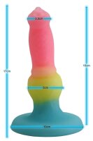 Solar Pop Dildo – Realistic Silicone Shaft in Pink-Yellow-Blue, 17 cm, with Suction Base & Rainbow Gradient