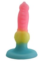 Solar Pop Dildo – Realistic Silicone Shaft in Pink-Yellow-Blue, 17 cm, with Suction Base & Rainbow Gradient