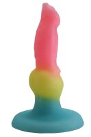 Solar Pop Dildo – Realistic Silicone Shaft in Pink-Yellow-Blue, 17 cm, with Suction Base & Rainbow Gradient