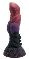 Crimson Abyss Dildo – Fantasy-Dildo mit Schuppenstruktur in Rot-Schwarz, 21 cm mit markanter Textur & mystischem Farbverlauf