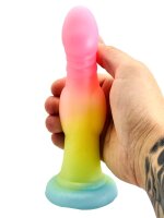 Rainbow Glow Dildo – Farbenfroher Fantasy-Dildo, 18,5 cm, strukturierte Oberfläche & Leuchteffekt