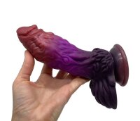 Oblivion Claw Dildo – Drachenstruktur mit Krallenfuß & Farbverlauf in Bordeaux-Violett, 19 cm