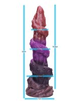 Primal Bloom Dildo – Glow-in-the-dark silicone dildo in tribal bloom design, 20 cm, turquoise to orange fade
