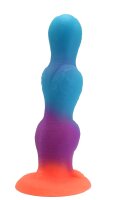 Lumina Bloom Dildo – Glowing fantasy shaft in blue, purple and orange, 21 cm, textured curves & luminous effect