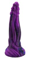 Obsidian Coil Dildo – Spiralstrukturierter Fantasy-Dildo in Lila-Schwarz, 23 cm