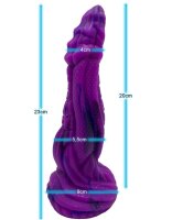 Obsidian Coil Dildo – Spiralstrukturierter Fantasy-Dildo in Lila-Schwarz, 23 cm